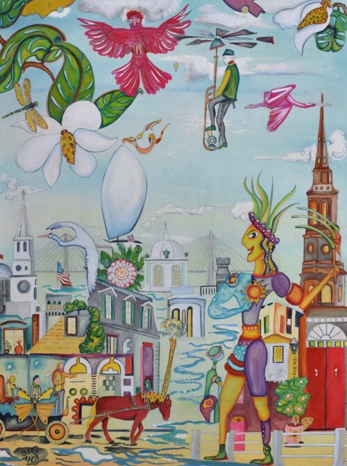 Charleston Scarf, Watercolor, 29x21"