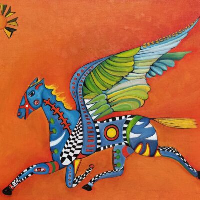 pegasus study, 2024, oil on c, 14x18"