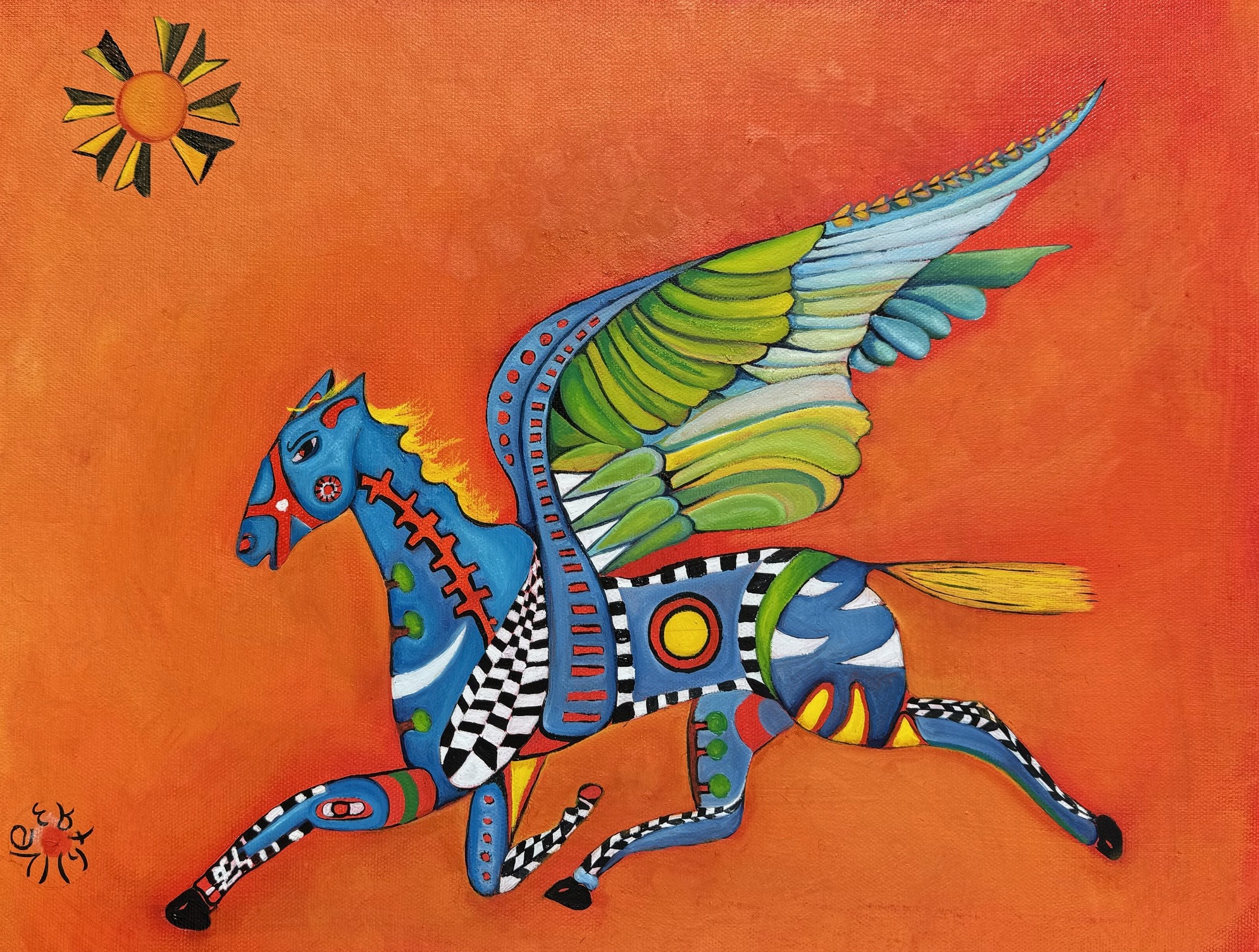 pegasus study, 2024, oil on c, 14x18"